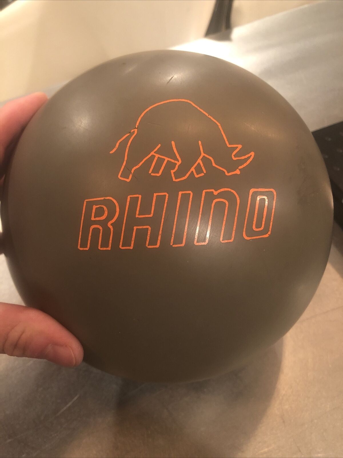 Original Brunswick Grey Rhino Urethane Bowling Ball 14 Lbs 2 Ozs Single Drill